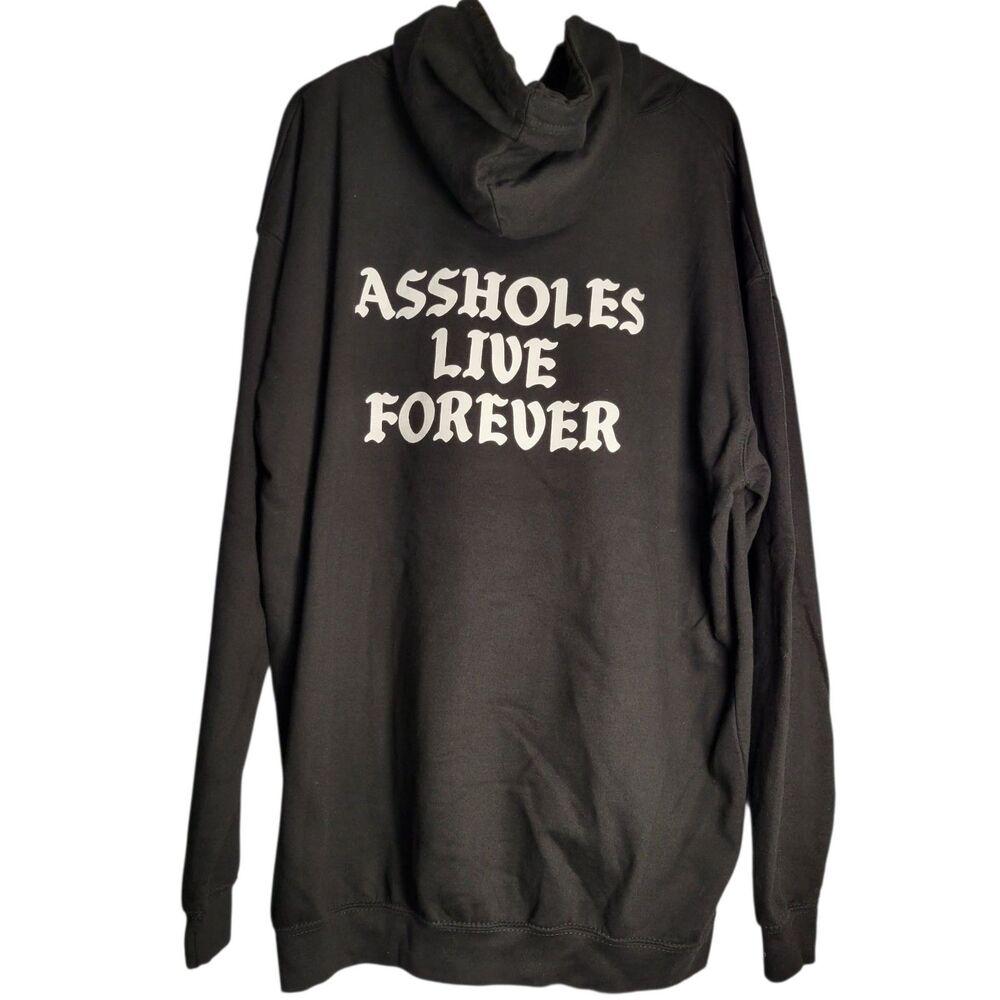 A$$h*les Live Forever Black Hoodie Sweatshirt Goth Grunge Streetwear Mens 3XL